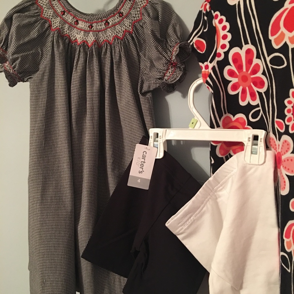 Two Dresses + Two Pair of Biker Style Shorts—4T